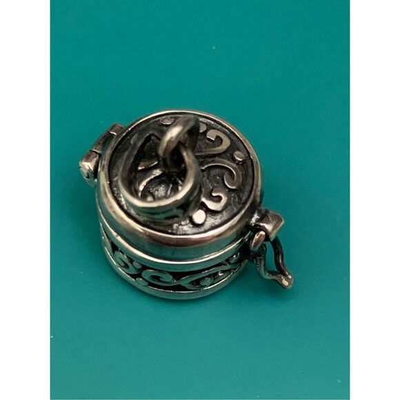 Prayer Box Round Ornate Sterling Silver Jewelry Charm #faith - Picture 3 of 6